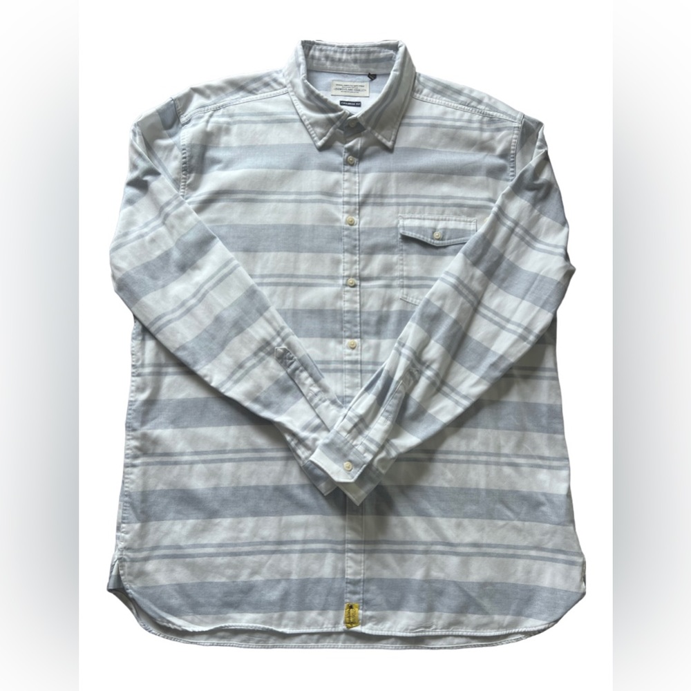 BARBOUR and Sons Tailored Fit cotton blue white striped button-up shirt XL - Picture 5 of 14